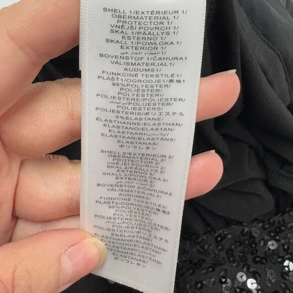 Adrianna Papell Jumpsuit Womens 2 Black Sequined Wide Leg V Neck Holiday Party - Picture 7 of 11